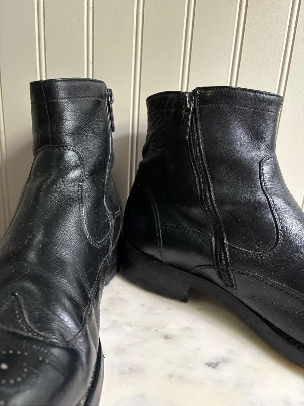 Dino Bigioni Black Leather Wingtip Chelsea Boots Men’s 11.5 Classic Designer EUC